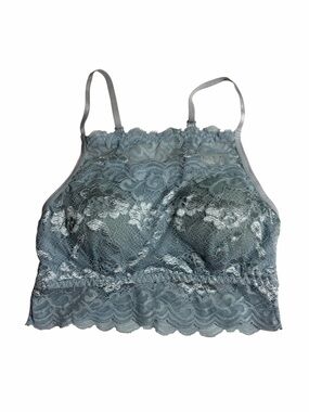 NWOT Cover girl pastel blue nylon lace padded bust square neck bralette size S